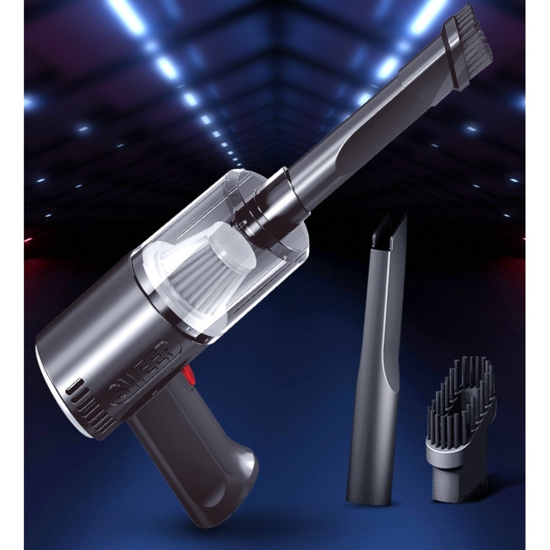 Aspirator Portabil Auto, Flippy, Tip Pistol K7A, Pentru Casa si Masina, Cablu Auto, 36 x 17 cm, Negru