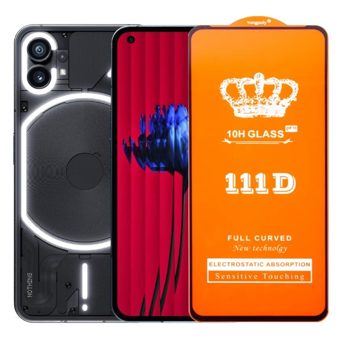 Folie Sticla Securizata pentru Nothing Phone 1, Flippy, Sticla de Protectie Compatibila cu Nothing Phone 1, Full Cover 111D, HD, Margini Negre, Transparenta