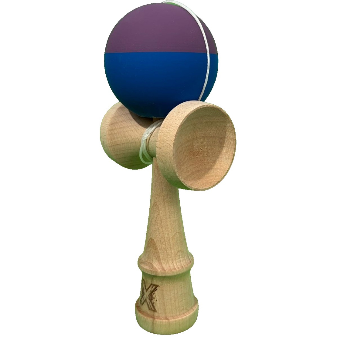 Kendama X Originala, Flippy, 18 cm, Profesionala, +9 Ani, din Lemn, Model 2 Culori, Albastru/Mov