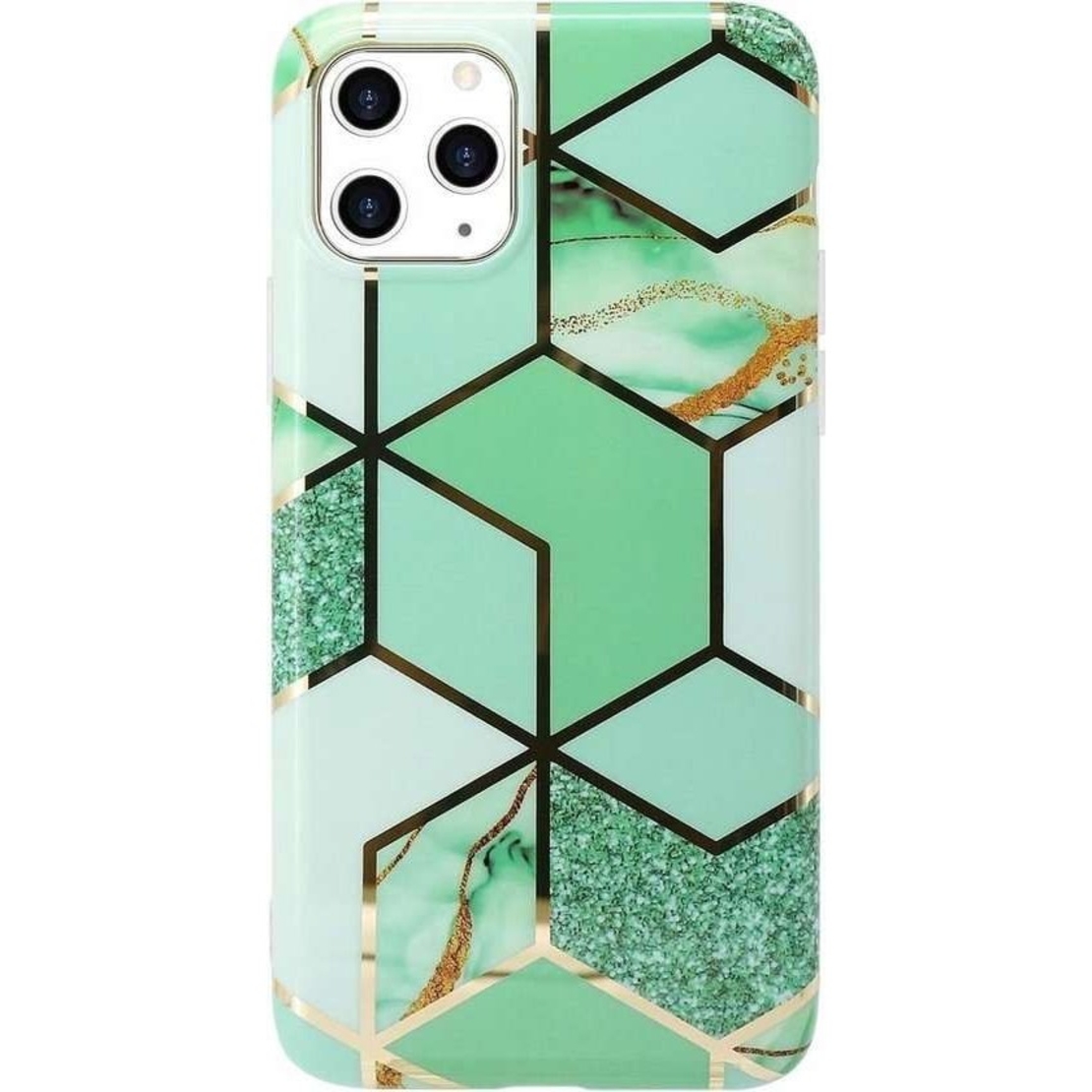 Husa protectie pentru Apple iPhone X/XS Soft IMD TPU Marble Geometric Verde