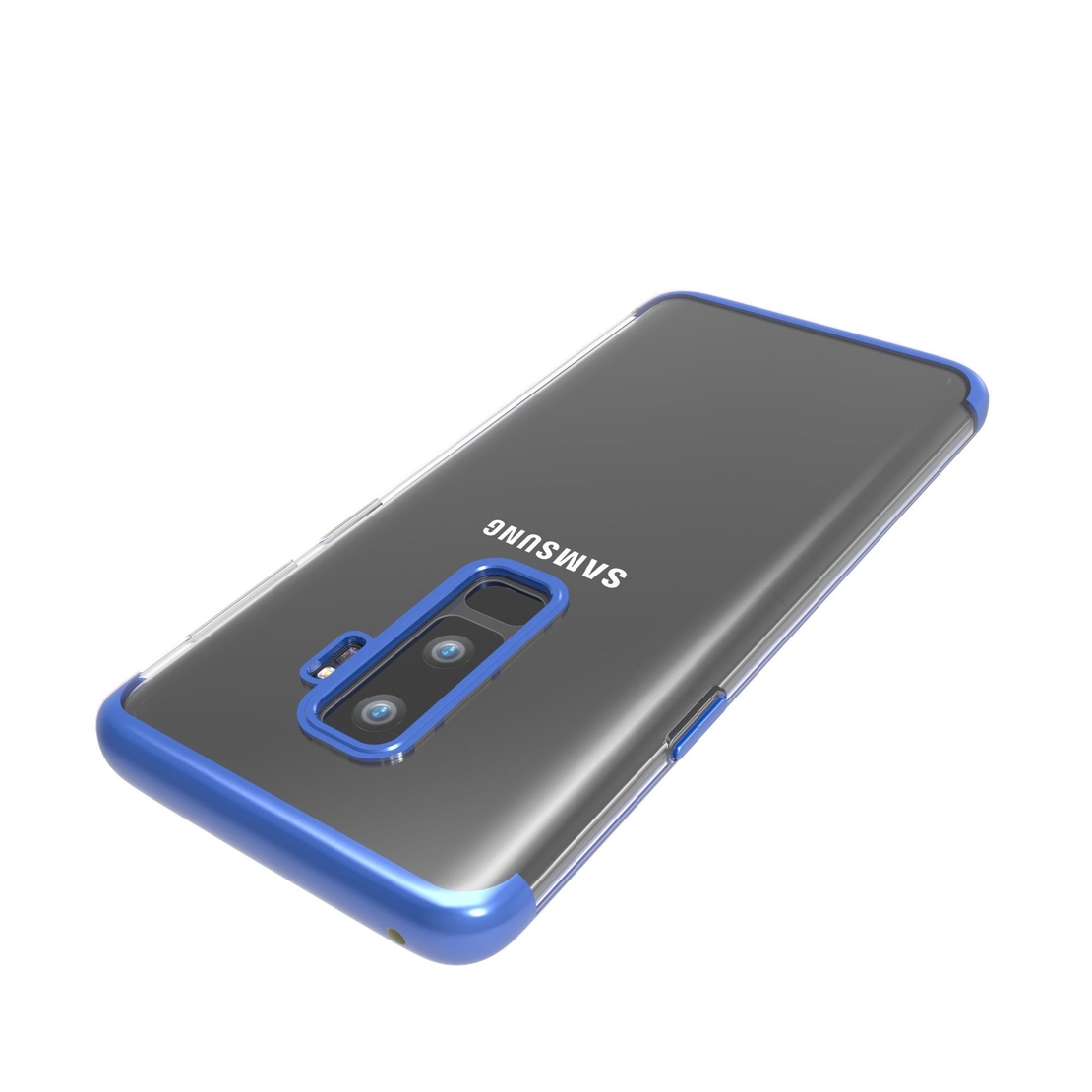 Husa Samsung Galaxy S9 Plus Transparent cu Margini Albastre