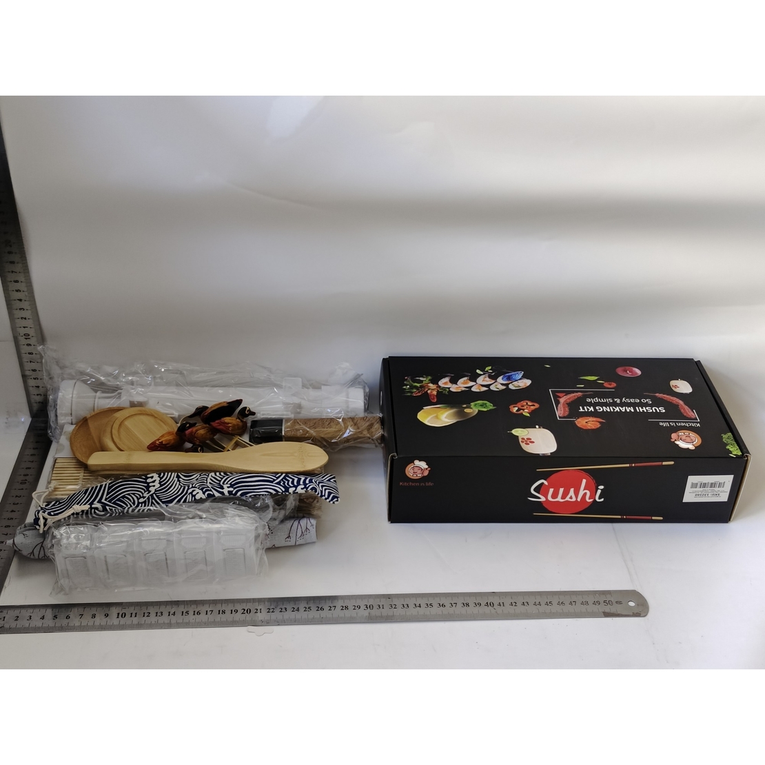 Set Ustensile pentru Sushi, Flippy, Set din 24 Accesorii pentru Sushi, Set pentru Sushi HOME MADE, Cutit Inclus, Forme, Betisoare, Multicolor
