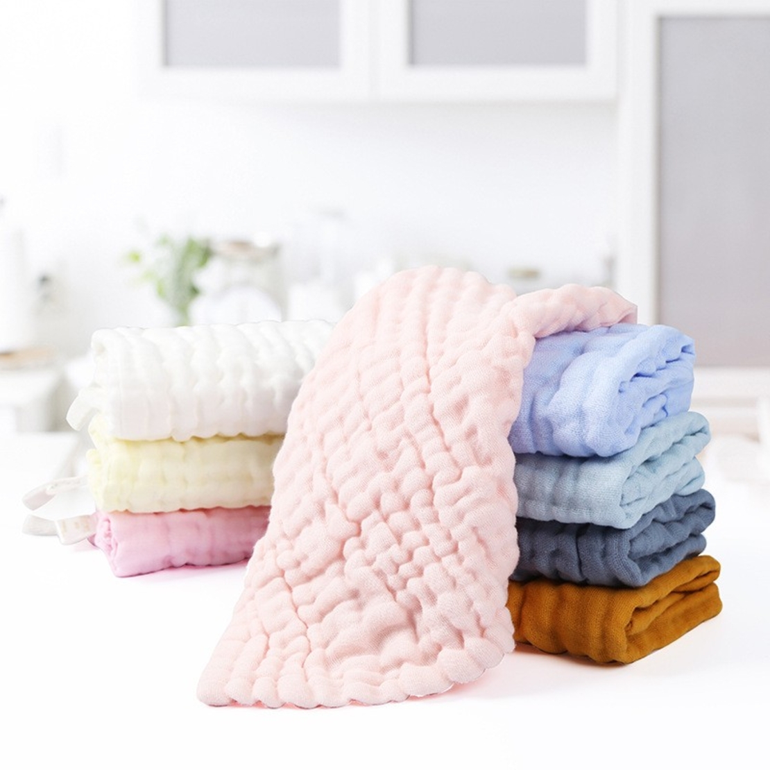 Prosop Absorbant, Flippy, din Bumbac, 6 Straturi, 30 x 30 cm, Roz
