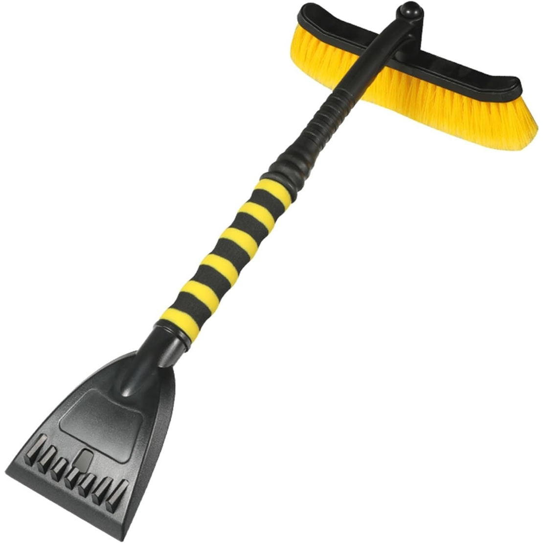 Perie de Zapada cu Racleta pentru Masina, Flippy, Multifunctionala, Rotativa, Demontabila, cu Maner Antiderapant, Aluminiu, Plastic, Fragmentarea Ghetii de pe Parbriz, Solutia pentru Iarna, pentru Dezghetare, 54x10.5x27 cm, Galbena
