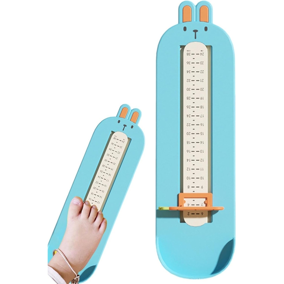 Dispozitiv de Masurat Talpa Piciorului pentru Bebelusi, Flippy, 6-24, Model Iepuras, Albastru