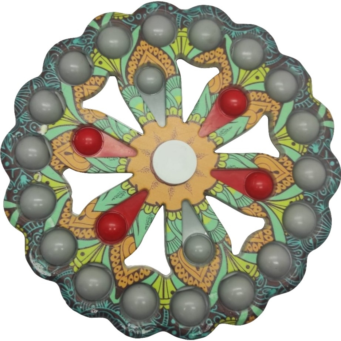 Jucarie Antistres, Flippy, Model Simple Dimple, Fidget Toy Spinner, cu 24 Buline, Multicolor