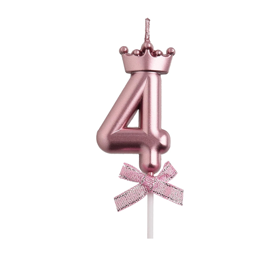 Lumanare Cifra 4, Flippy, Model Coroana cu Fundita, Pentru Tort, 6 x 2.5 cm Mov