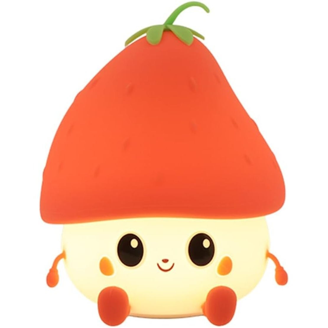 Lampa de Veghe pentru Copii, Flippy, din Silicon, Senzor Tactil, Model Capsunica, Lumina Calda, Protectie pentru Ochi, Incarcare USB, Capacitate Baterie Incorporata 1200mAh, 10.8x9x12.8 cm, Rosu