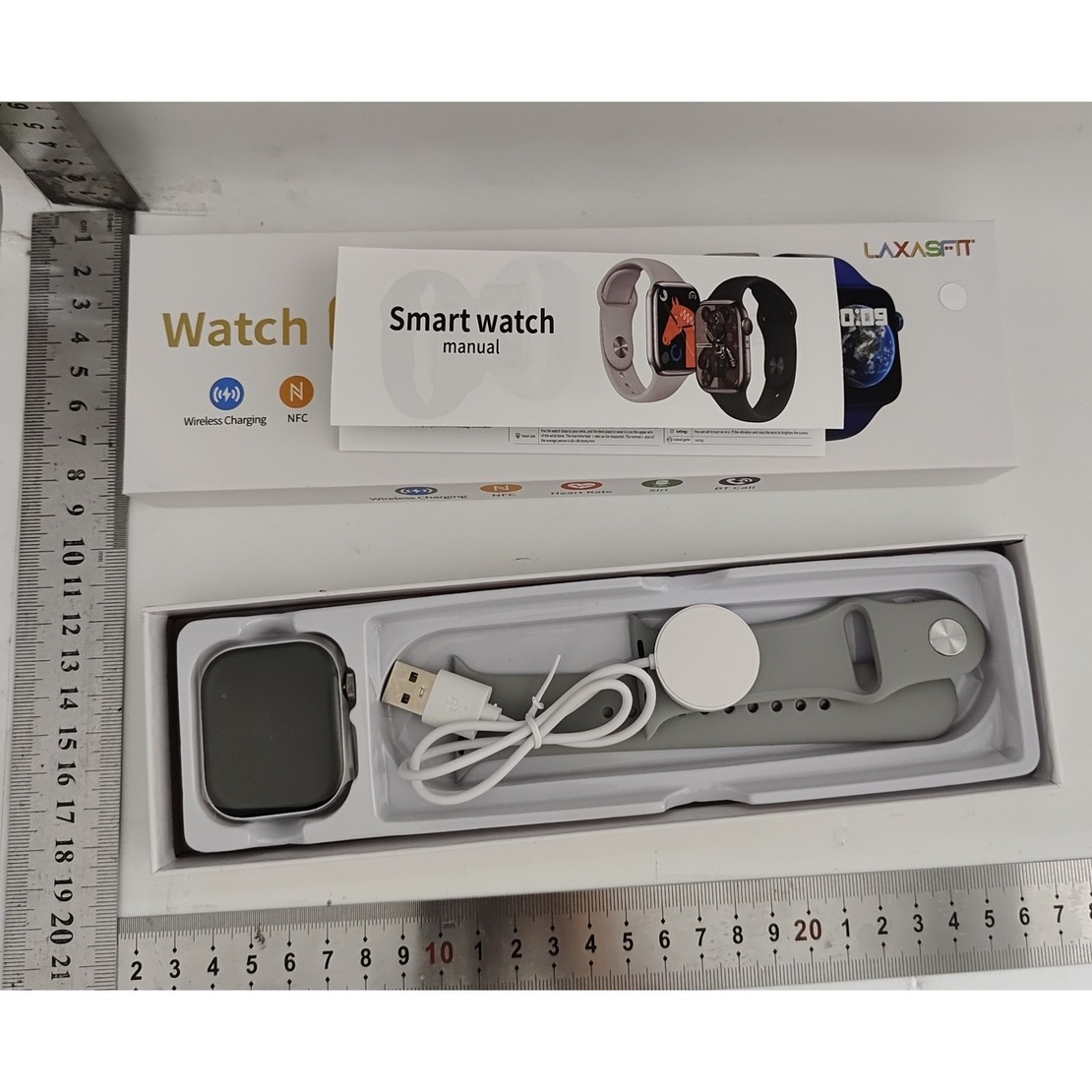 Ceas Smartwatch, Flippy, Editia 9, Apeluri Bluetooth, Incarcare Wireless, Afisaj 2.01 inch, Rezolutie 240 x 296, NFC, Puls, Gri