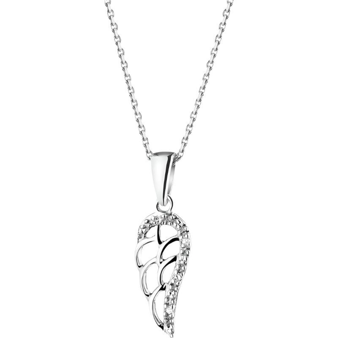 Pandantiv, Jolie Silver, Argint 925, Model Aripa cu Pietre, 1.1 g, 25x10 mm