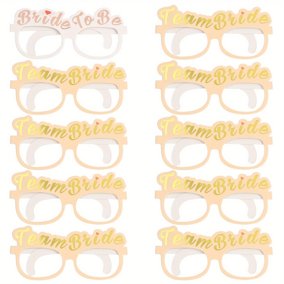 Set 10 Ochelari, Flippy, Tematica Petrecerea Burlacitelor, Model Team Bride si Bride to Be, 9 x Roz, 1 x Alb