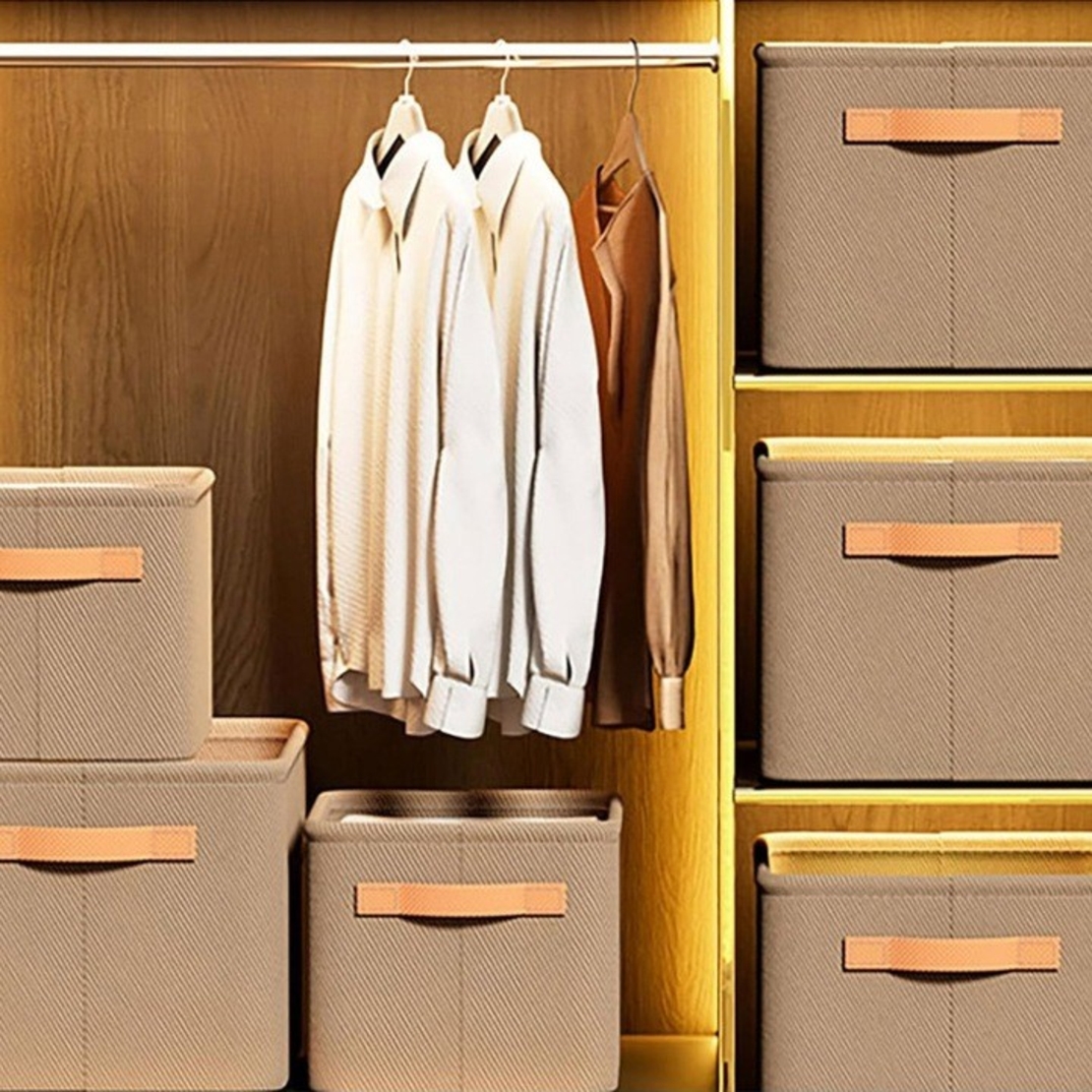 Cutie Depozitare Flippy, pentru Haine, lucruri, din Textil cu Cadru Metalic, Manere Laterale, forma Dreptunghiulara, 42 x 28 x 25 cm, volum 29 L, Kaki