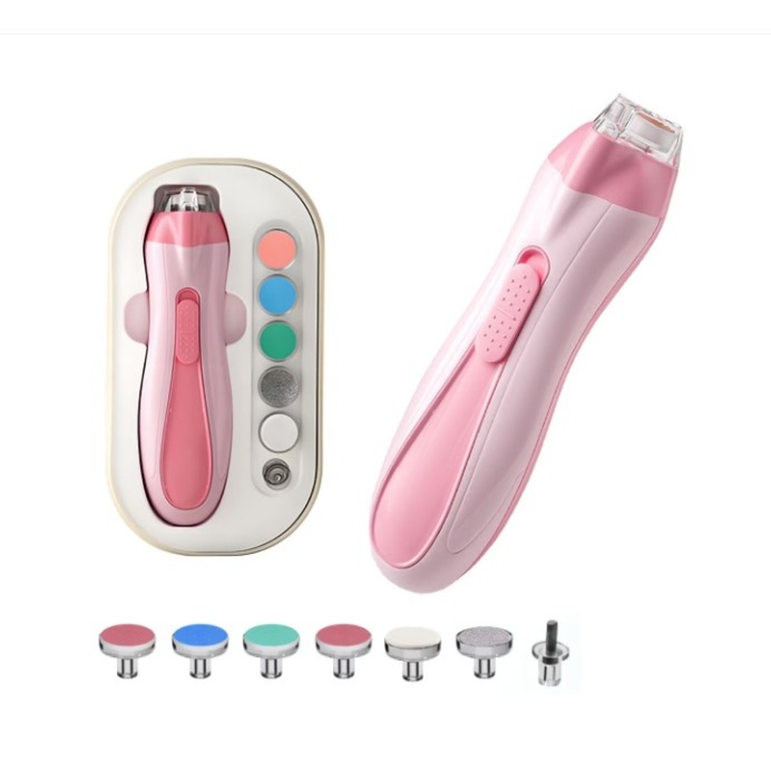 Pila Electrica, Flippy, pentru Copii si Bebelusi, din ABS, 6 Accesorii, cu Lumina LED, 9.5 x 6 x 17 cm, Roz