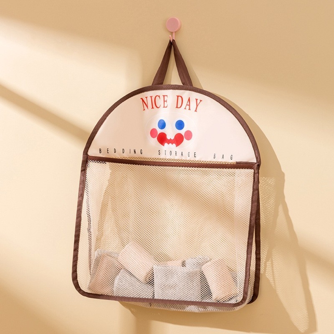 Geanta de Depozitare, Flippy, Tip Saculet, de Agatat, Multifunctionala, din Plasa, 40 x 10 x 44 cm, Maro