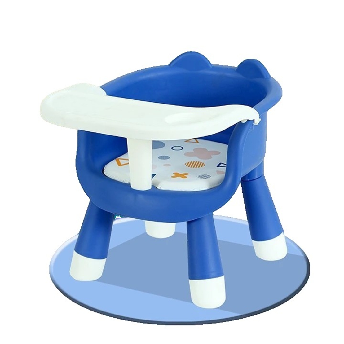 Scaun de Masa pentru Copii, Flippy, 2 in 1, Tavita Detasabila, Spatar Ergonomic, +6 Luni, Inaltime 36 cm, Albastru