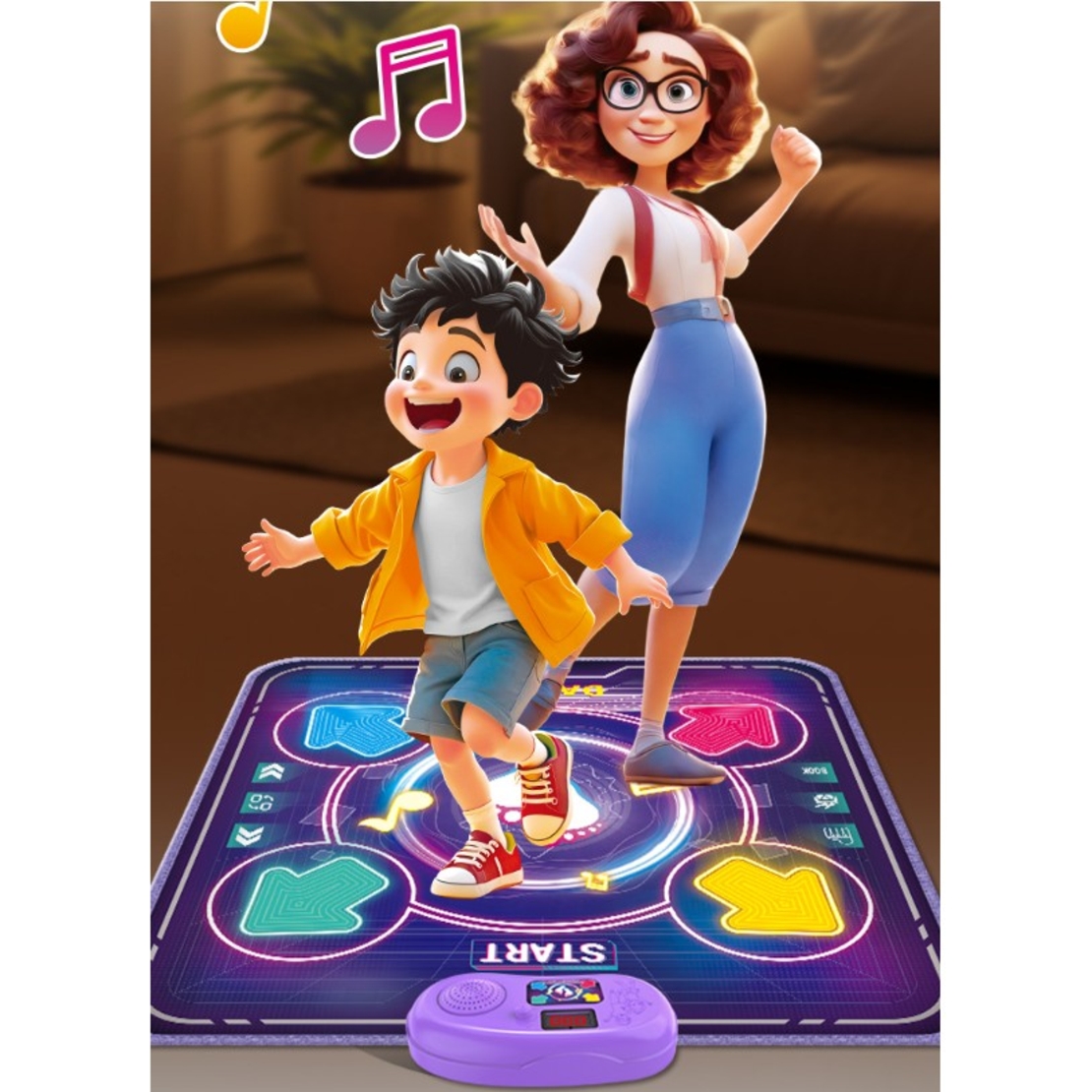 Jucarie Interactiva, Flippy, Covor Muzical de Dans, 4-6 Ani, Bluetooth, 4 Moduri, 90 x 90 cm, Mov