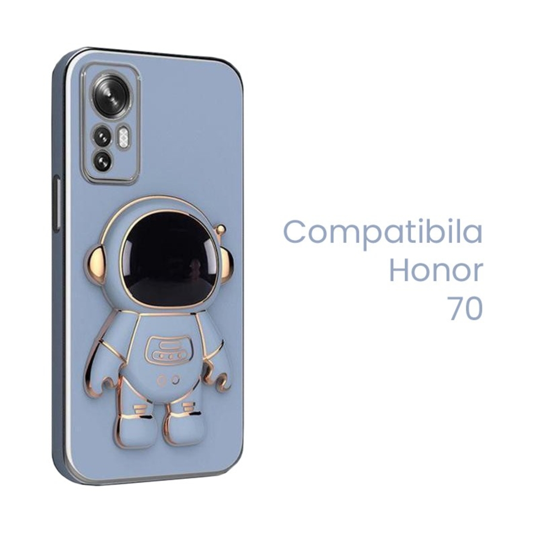 Husa de Protectie 2 in 1, Flippy, Husa de Protectie pentru Honor 70, Model Astronaut, Husa cu Suport, din TPU, Albastru