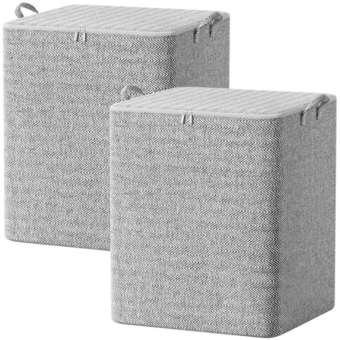 Cutie de Depozitare cu Fermoar, Flippy, Pliabila, Maner Ranforsat, Fermoar Rezistent, pentru Haine, Paturi, Plapumi, Perne, Lenjerii de Pat, Jucarii, 61x50x71 cm, 210 Litri, Gri