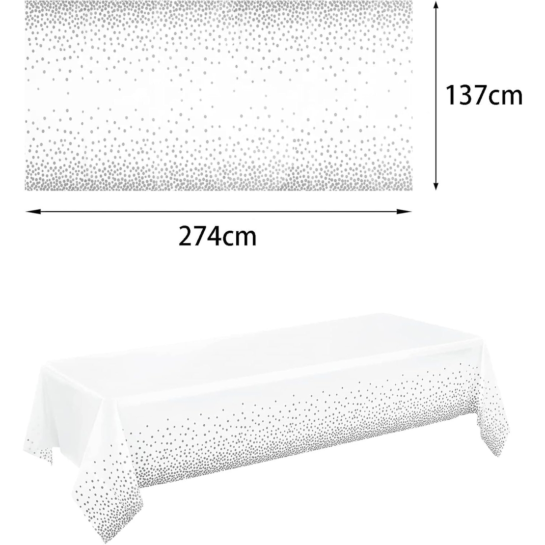 Fata de Masa, Flippy, din PEVA, Imprimeu Buline, 137 x 274 cm, Impermeabila, Fara Pete, Curatare Rapida, Gri