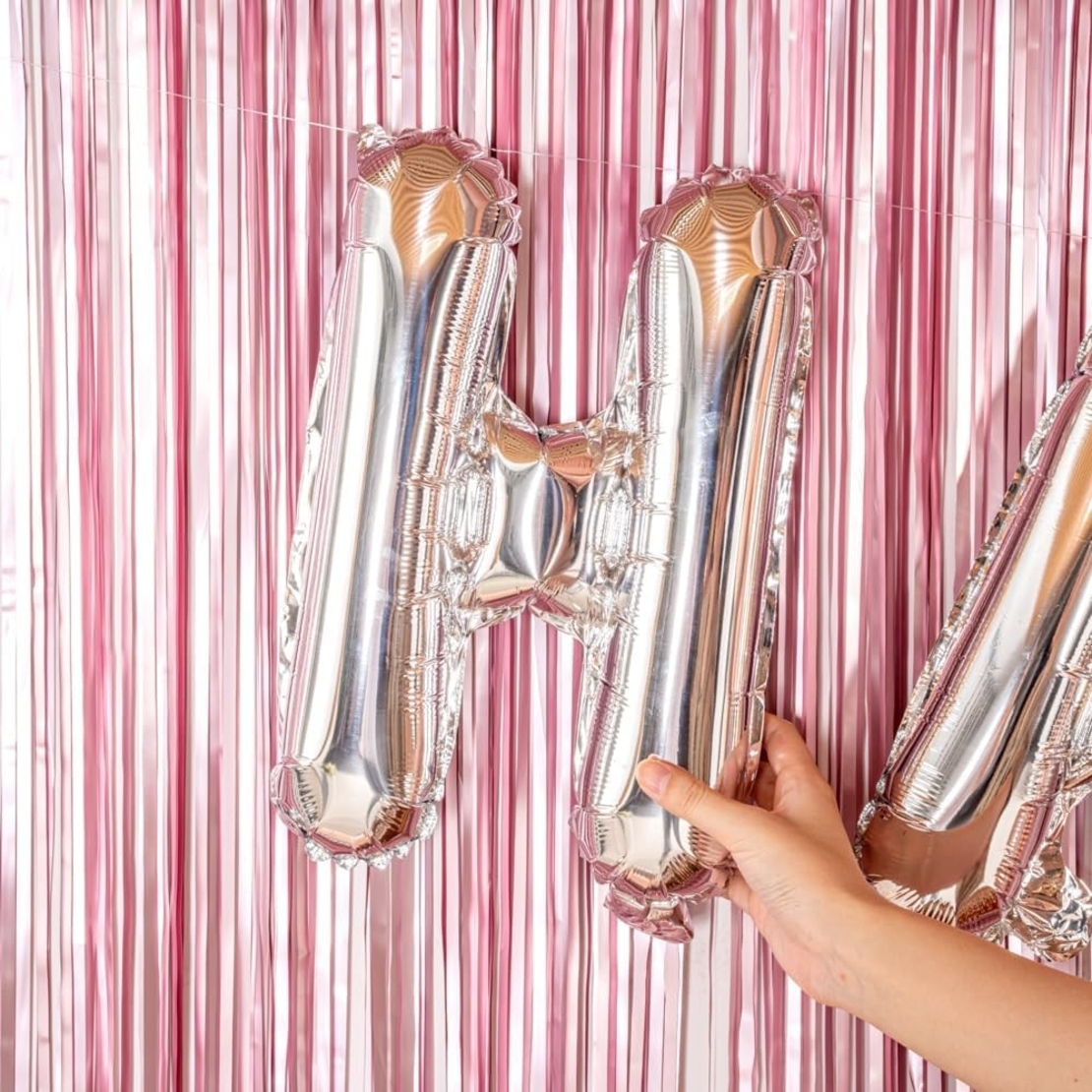 Balon Folie Metalizata Litera H, Flippy, 40 cm, Umflati cu Heliu sau Aer, Ambalaj Individual, Pai inclus, Argintiu