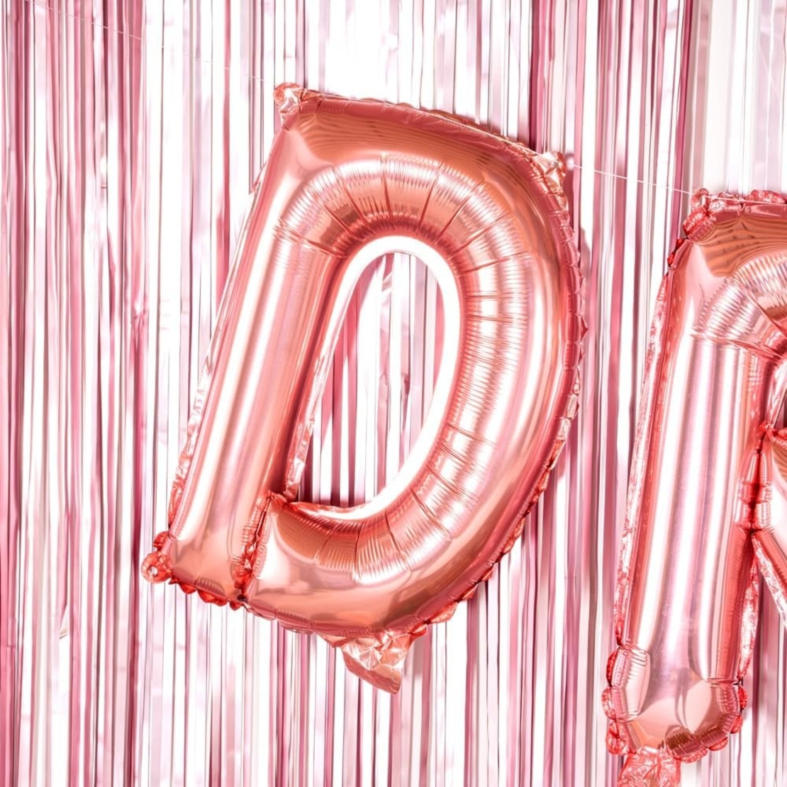 Balon Folie Metalizata Litera D, Flippy, 40 cm, Umflati cu Heliu sau Aer, Ambalaj Individual, Pai inclus, Rose Gold