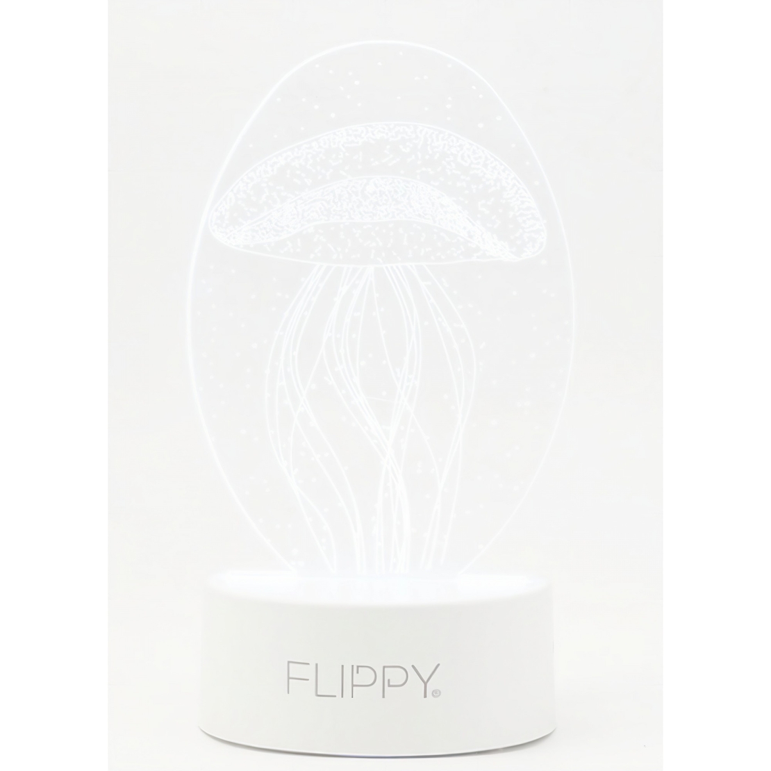 Lampa LED decorativa, Flippy, 3D, Meduza, din material acril si lumina multicolora, alb