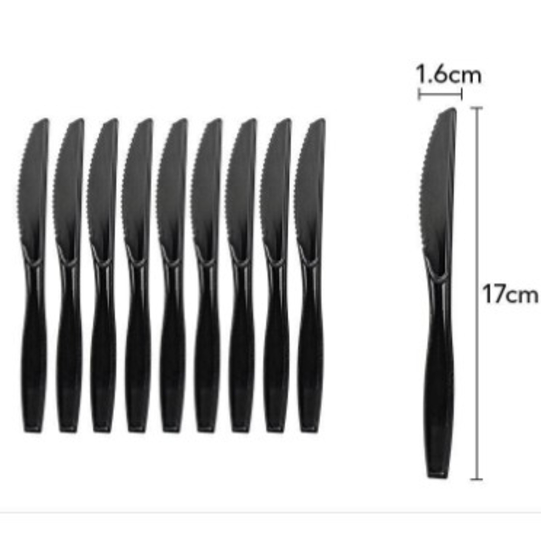 Set 10 cutite de unica folosinta 17 x 1.6 cm, negru