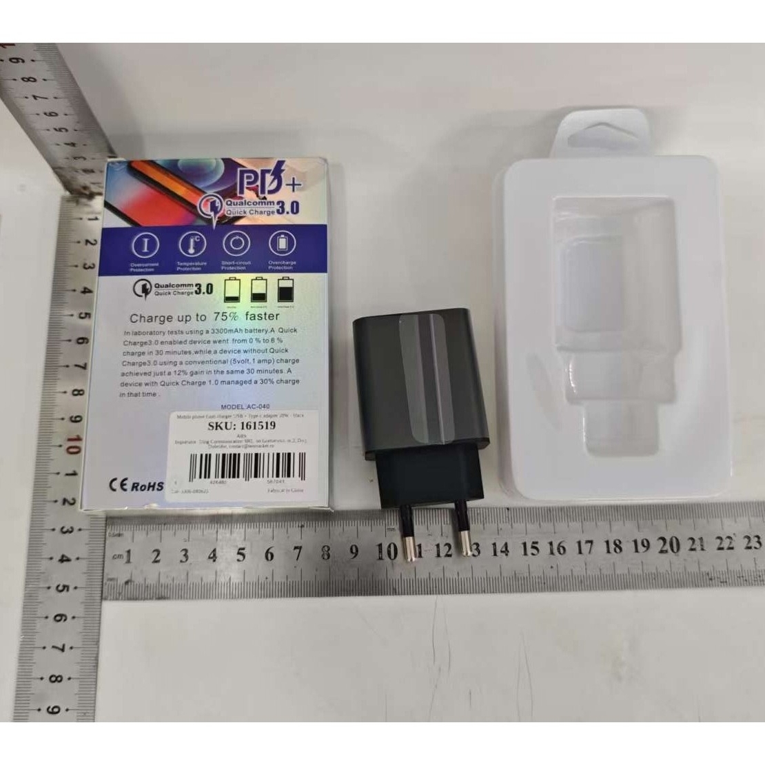 Incarcator Rapid PD QC3.0, Flippy, 2 Porturi, USB + Type C, 20W, Incarcare Rapida, Protectie Supraincalzire, 9.5 x 5.3 x 5.8 cm, Negru