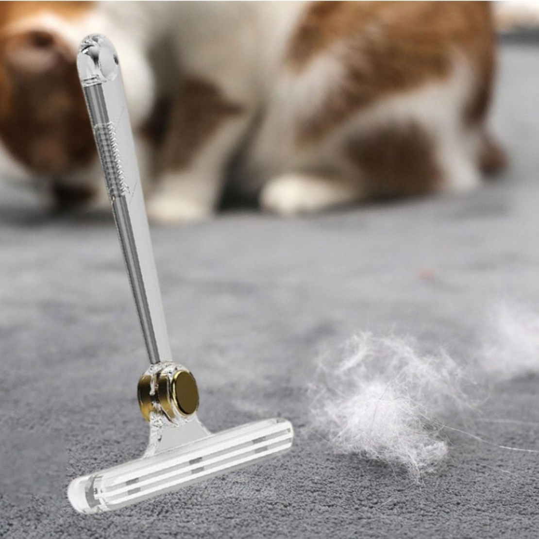 Perie de Indepartare a Scamelor, Flippy, pentru Haine si Par de Animale, cu Doua Fete, Manual, Multifunctional, 12x14.5 cm, Accesoriu pentru Casa, Alb