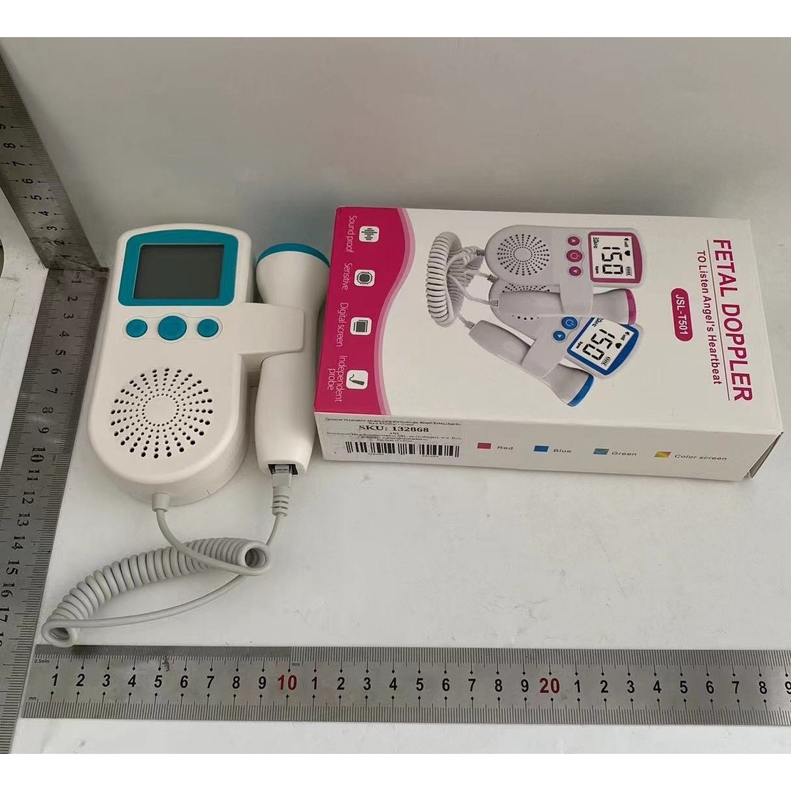 Monitor Fetal Doppler, Flippy, Monitorizare Sarcina, Ritm Cardiac, Ecran LCD 4.5 cm, 2 x Baterii AA (neincluse), Portabil, din ABS, 12.8 x 9.6 x 3 cm, Utilizare de la 9 Saptamani, Verde