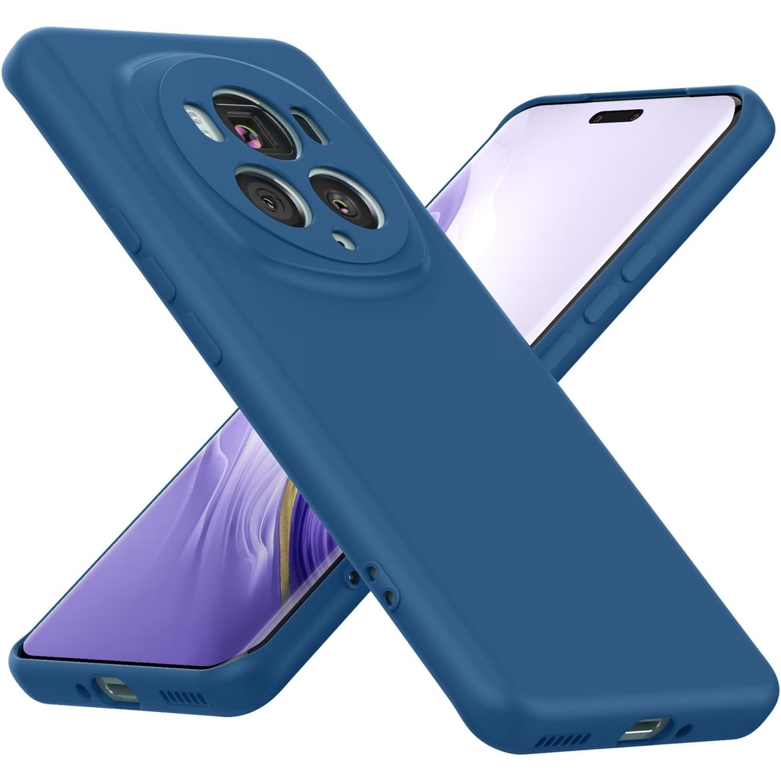 Husa de Protectie, Flippy, pentru Honor Magic 6 Pro, Liquid Silicone, cu Microfibra pe Interior, Protectie Antisoc, Compatibil Incarcare Wireless, Albastru