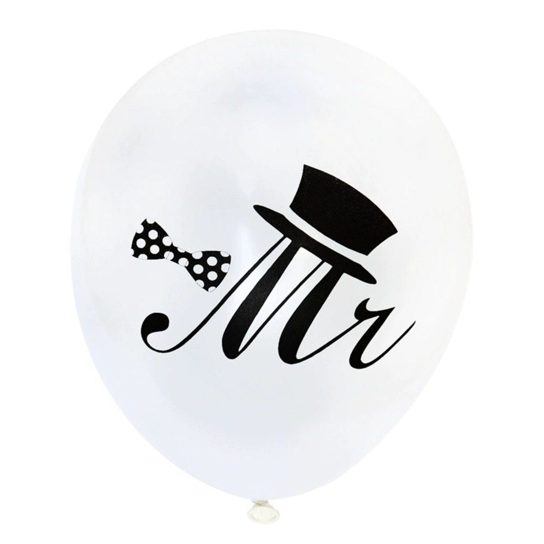 Set 10 Baloane din Latex, Flippy, Model Party Casatorie, Mr&Mrs Just Married, 2.8 g, 30 cm, Alb/Negru