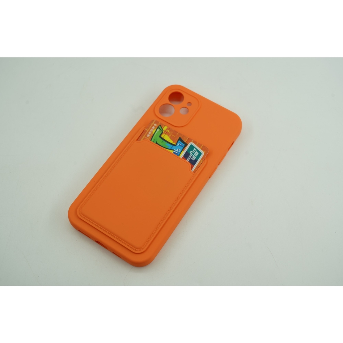 Husa protectie cu suport card compatibila cu Samsung A12 Portocaliu