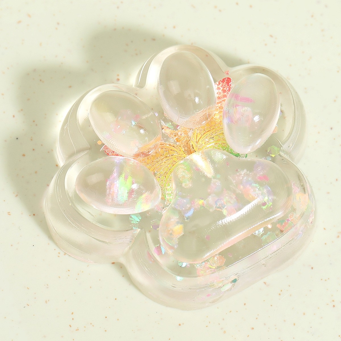 Jucarie Antistres Squishy, Flippy, Labuta de Pisica Pufoasa, cu Revenire Lenta, 7 x 6.5 cm, Model Fluturi, Multicolor