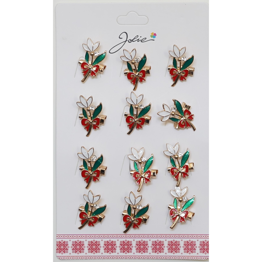Set 12 Brose Martisor Primavara Ghiocel cu Fundita Rosie
