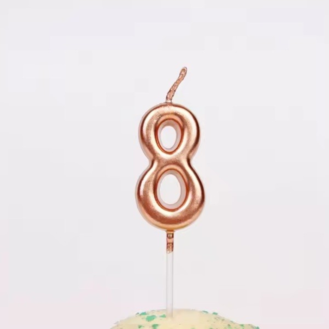 Lumanare de Tort, Flippy, Model Cifra 8, Party, 4.5 x 2.5 cm, din Parafina, Rose Gold