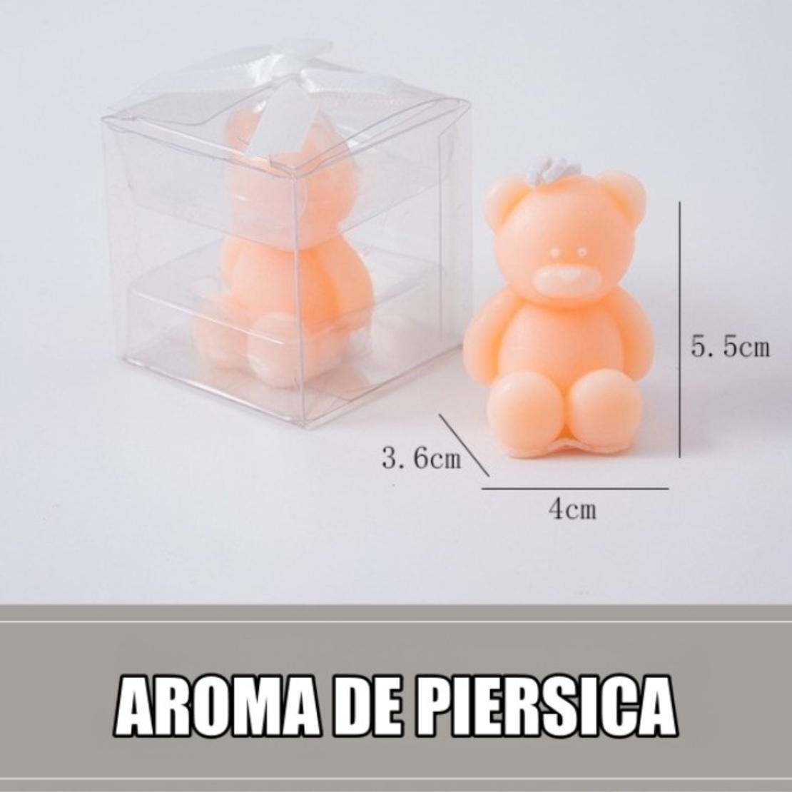 Lumanare Parfumata, Flippy, Model Ursulet, Portocalie, Aroma de Piersica, 5.5x3.6x4 cm