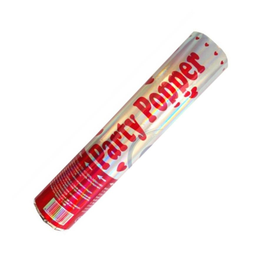 Tub de Confetti, Flippy, Party Popper, 20x5 cm, Confetii Inimioare din Aluminiu, Multicolor