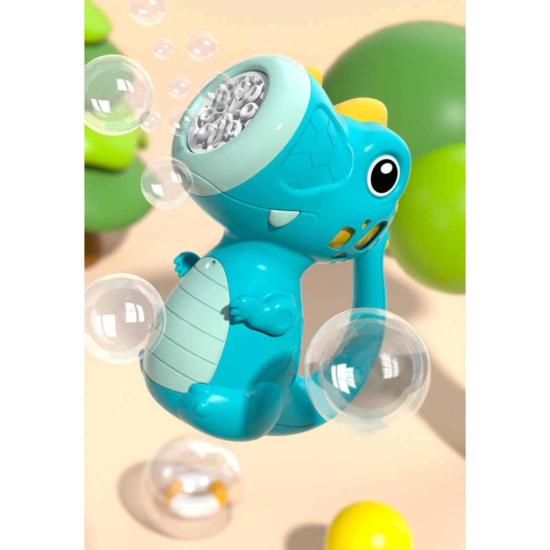 Jucarie Interactiva pentru Baloane de Sapun, Flippy, Sunete si Lumini, Model Dinozaur, cu 8 Orificii, 17.1 x 10.4 x 21.5 cm, Albastru