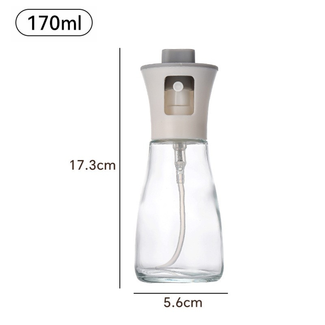 Pulverizator pentru Ulei, Flippy, Pulverizator din Sticla pentru Otet sau Alte Lichide, Simplu Reincarcabil, Multifunctionale, 17.3 x 5.6 cm, Capacitatea 170 ml, Alb