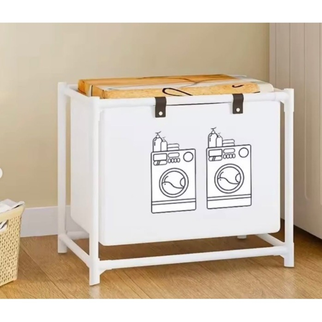Cos de Rufe, Flippy, 1 Cos, Cadru de Otel Inoxidabil, 97 x 44 x 57 cm, Alb