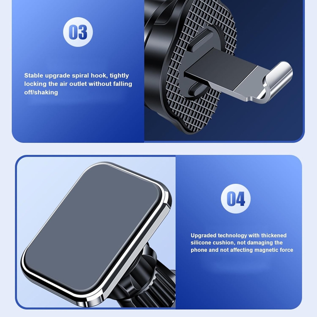 Suport Auto pentru Telefon, Flippy, MagSafe, cu Magnet, Prindere Grila de Ventilatie, Detalii Fine, Rotativ 360 de Grade, Plastic Magnet Silicon, 5.1x3.9 cm, Negru