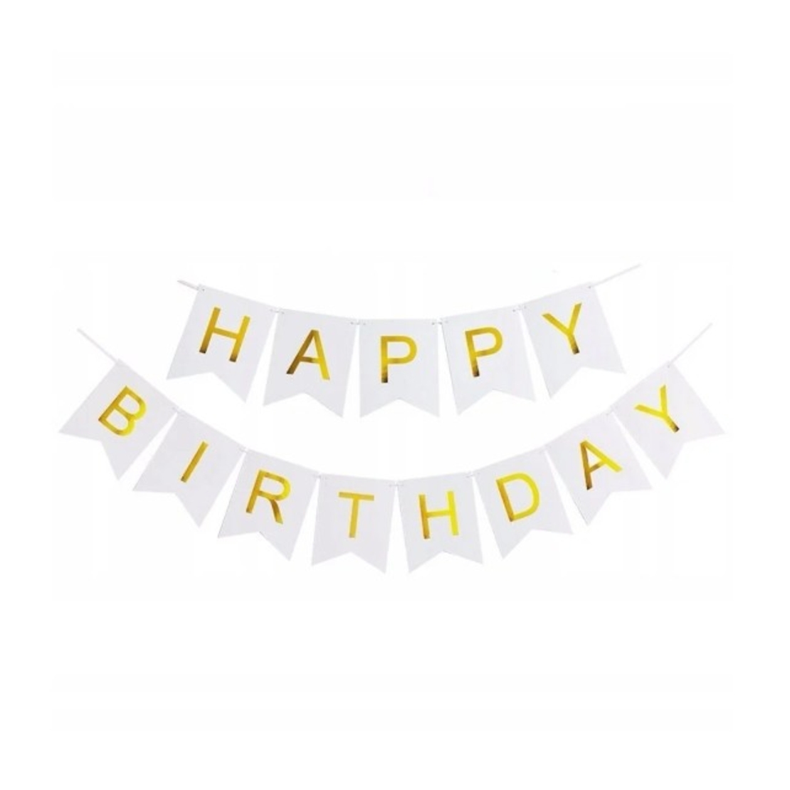 Banner Happy Birthday 100x200 cm, Flippy, Dimensiune Stegulet 11.5x16.5 cm, Rola de Ata Inclusa, Alb