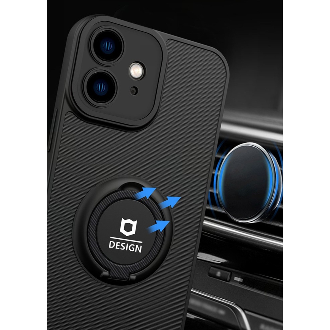 Husa Eagle Eye cu Stand pentru Motorola E30/E40, Negru, Suport Auto Magnetic, Protectie Antisoc, Flippy