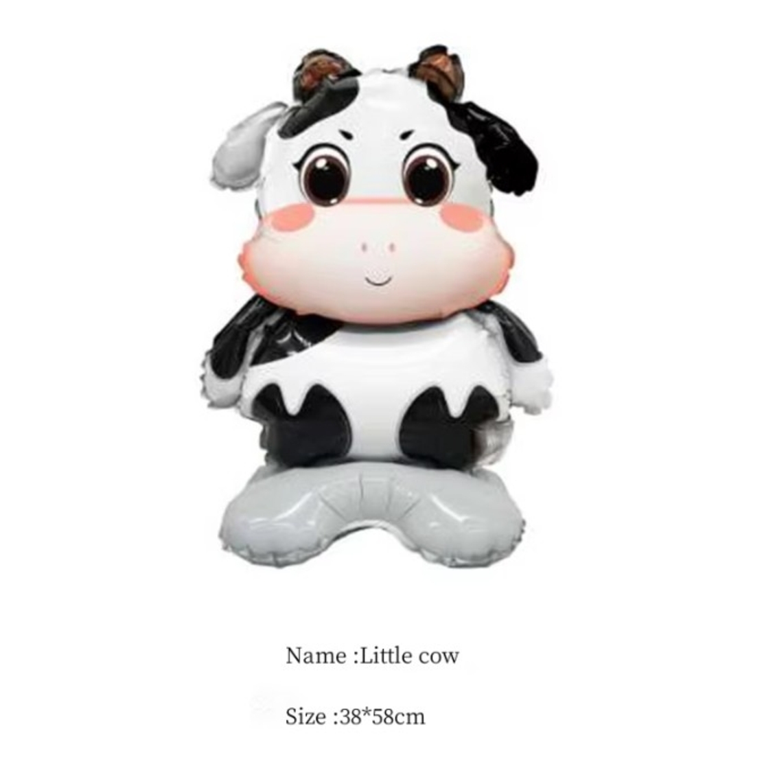 Balon din Folie Metalizata, Flippy, Mini Figurine Animalute, Model Vacuta, Tematica Aniversare, 38x58 cm, Ambalaj Individual, Pai Inclus, Umflare cu Aer sau Heliu, Multicolor