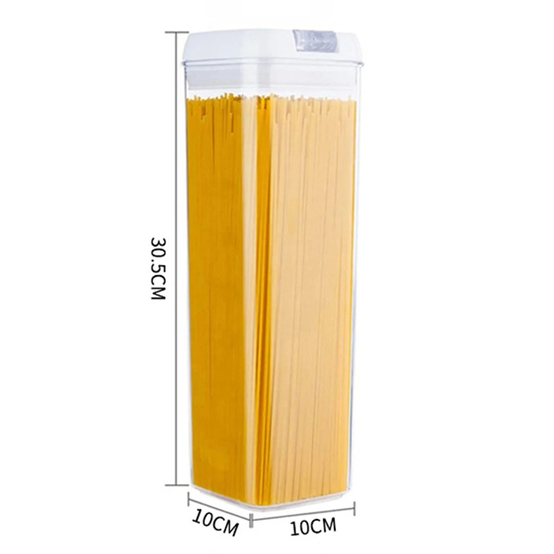 Cutie de Depozitare Alimente, Flippy, Cutie de Depozitare tip Container pentru Bucatarie, cu Capac, Inchidere Ermetica, Cutie pentru Cereale, 30.5 x 10 x 10 cm, volum 1.9 L, Alb