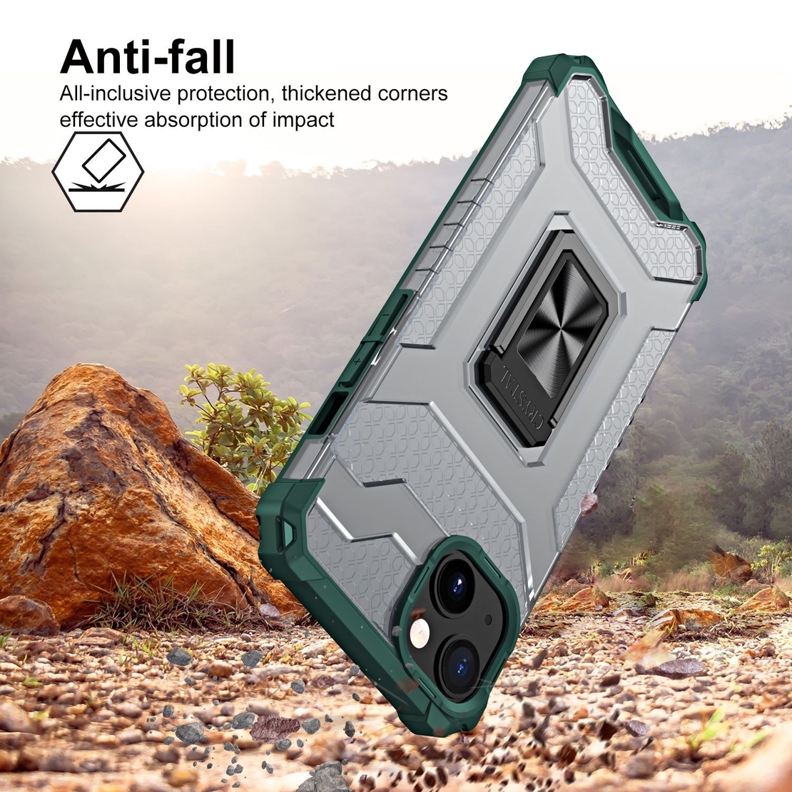 Husa de protectie Flippy compatibila cu Apple iPhone 13 Mini Acrylic Armor cu suport Verde Inchis