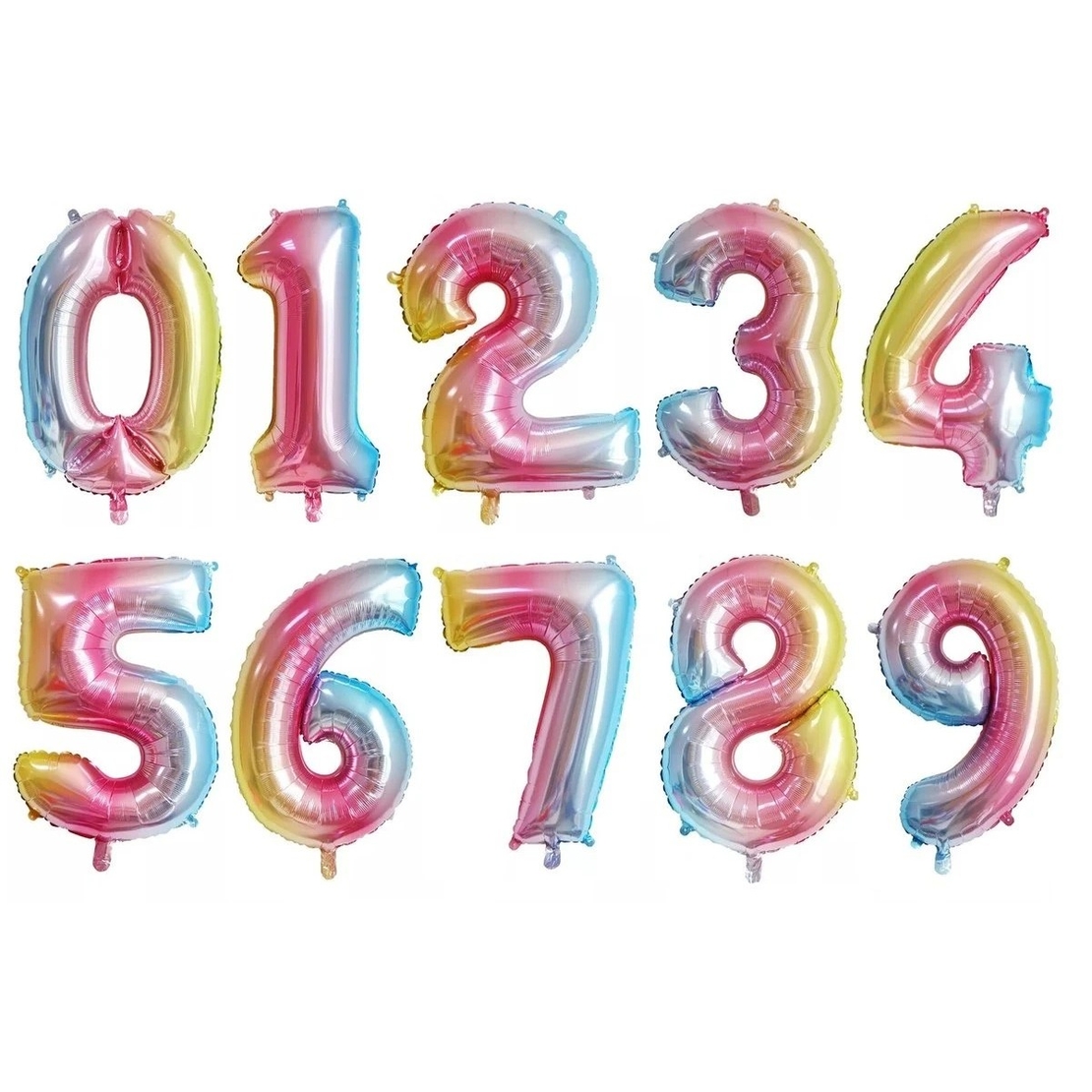 Balon din Folie Metalizata Flippy, Figurina Cifra, Tema Aniversare 40 cm, Ambalaj Individual, Pai inclus, Umflare cu Aer sau Heliu, Multicolor, Cifra 6