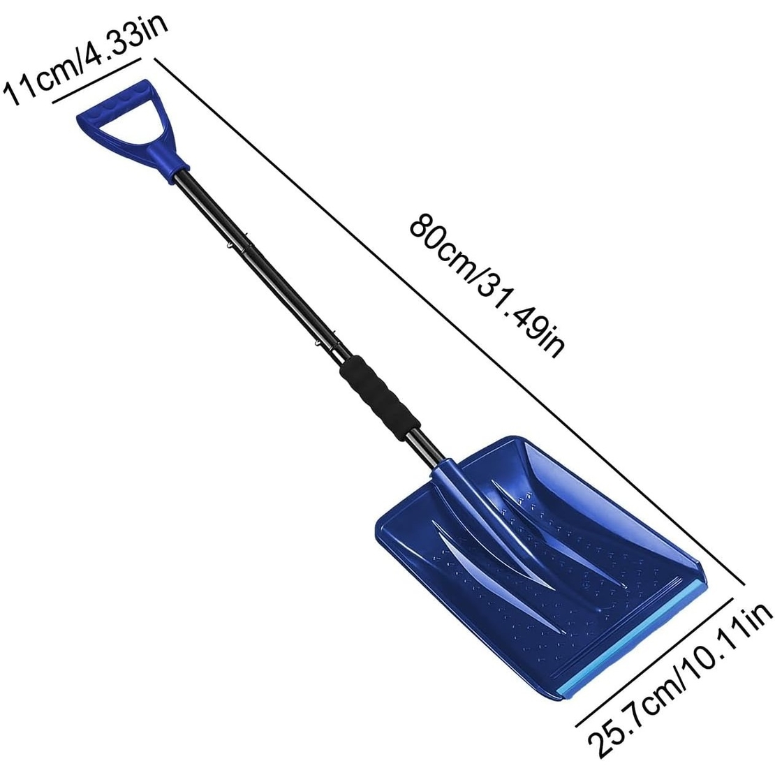 Lopata de Zapada, Flippy, Multifunctionala, Demontabila, cu Maner Antiderapant, Aluminiu, Plastic, Solutia pentru Iarna, pentru Deszapezire, 80x11x25.7 cm, Albastra