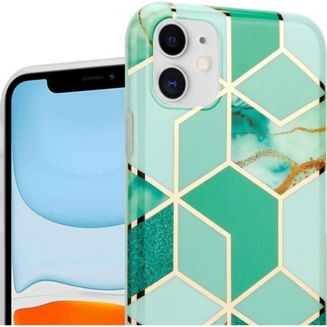 Husa protectie pentru Samsung S20 Ultra Soft IMD TPU Marble Geometric Verde